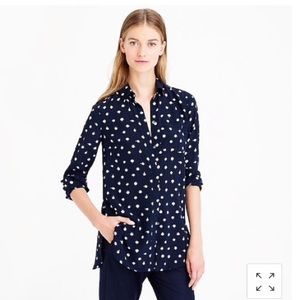 J.Crew Silk Tick Tok Print Blouse